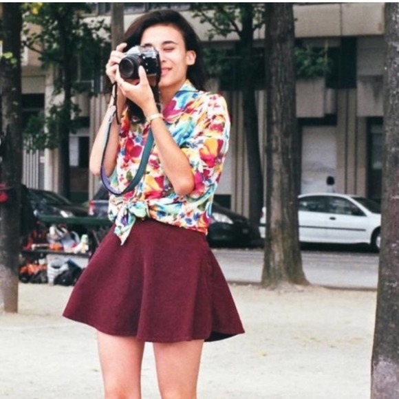 American Apparel Dresses & Skirts - American Apparel | Corduroy Circle Skirt Burgundy medium
